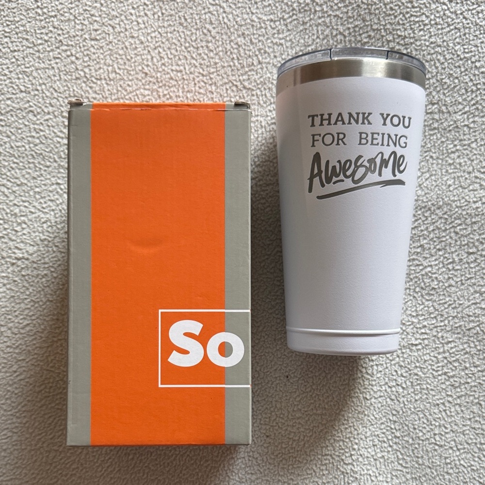 Sodilly 16 Oz White Insulated Tumbler with Inspirational Text